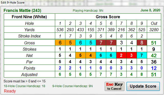 Edit 9-Hole Score